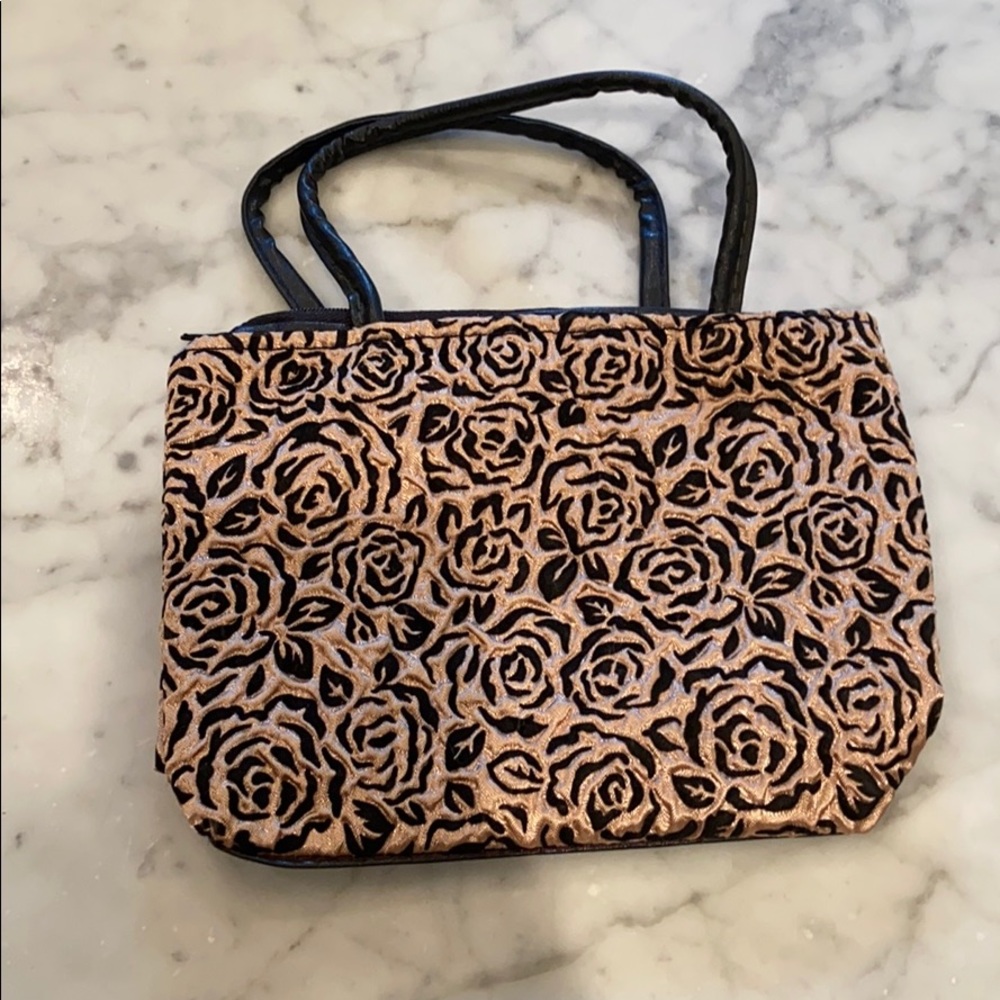 Vintage Satin Embroidered Rose Bag